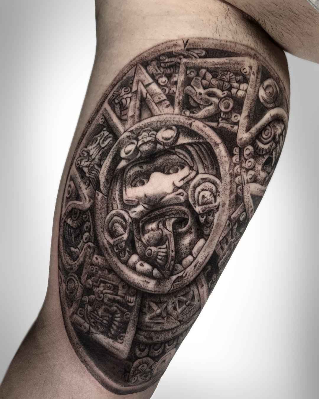 Aztec Leg Tattoo Ideas