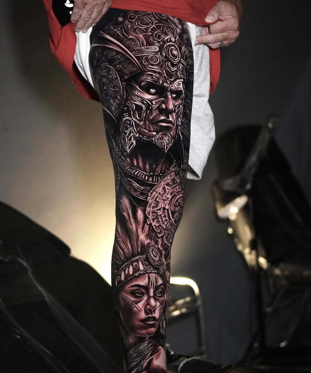 Aztec Leg Tattoo Ideas